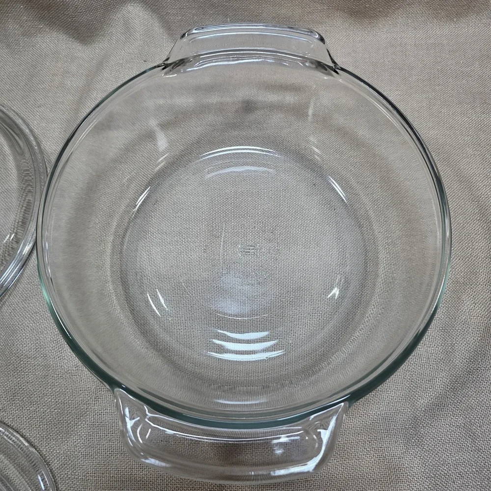 Vintage Anchor Ovenware Clear Glass 2 Qt Casserole Dish With Lid 9